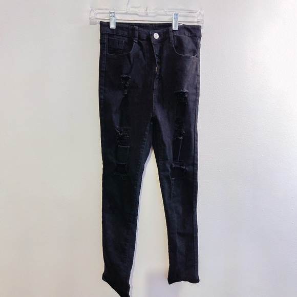 Cut Out Ripped Knee Jeans Shein Size Small - Picture 2 of 3